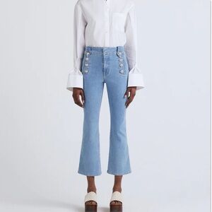 NEW Derek Lam 10 Crosby Robertson Crop Flare Trousers Dover Light Denim Jean 26